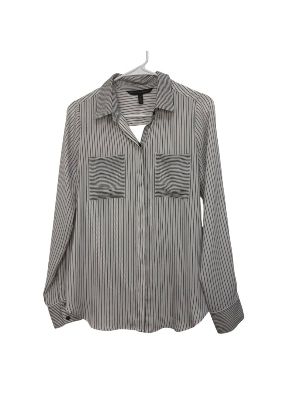 White House Black Market Striped Long Sleeve Wrap Back Button Up Blouse Size 6